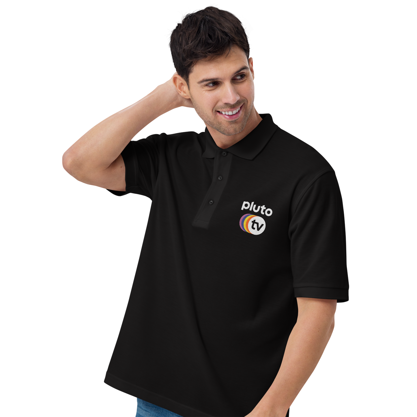 Pluto TV Adult Embroidered Logo Polo